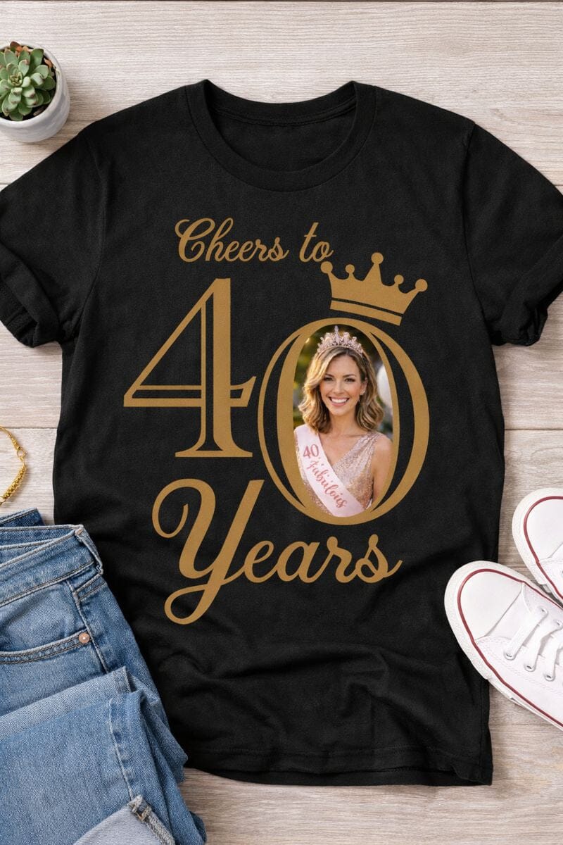 Birthday Age Milestone Photo T-Shirts | Personalised T-shirt Print My Tops Mens Small 40 