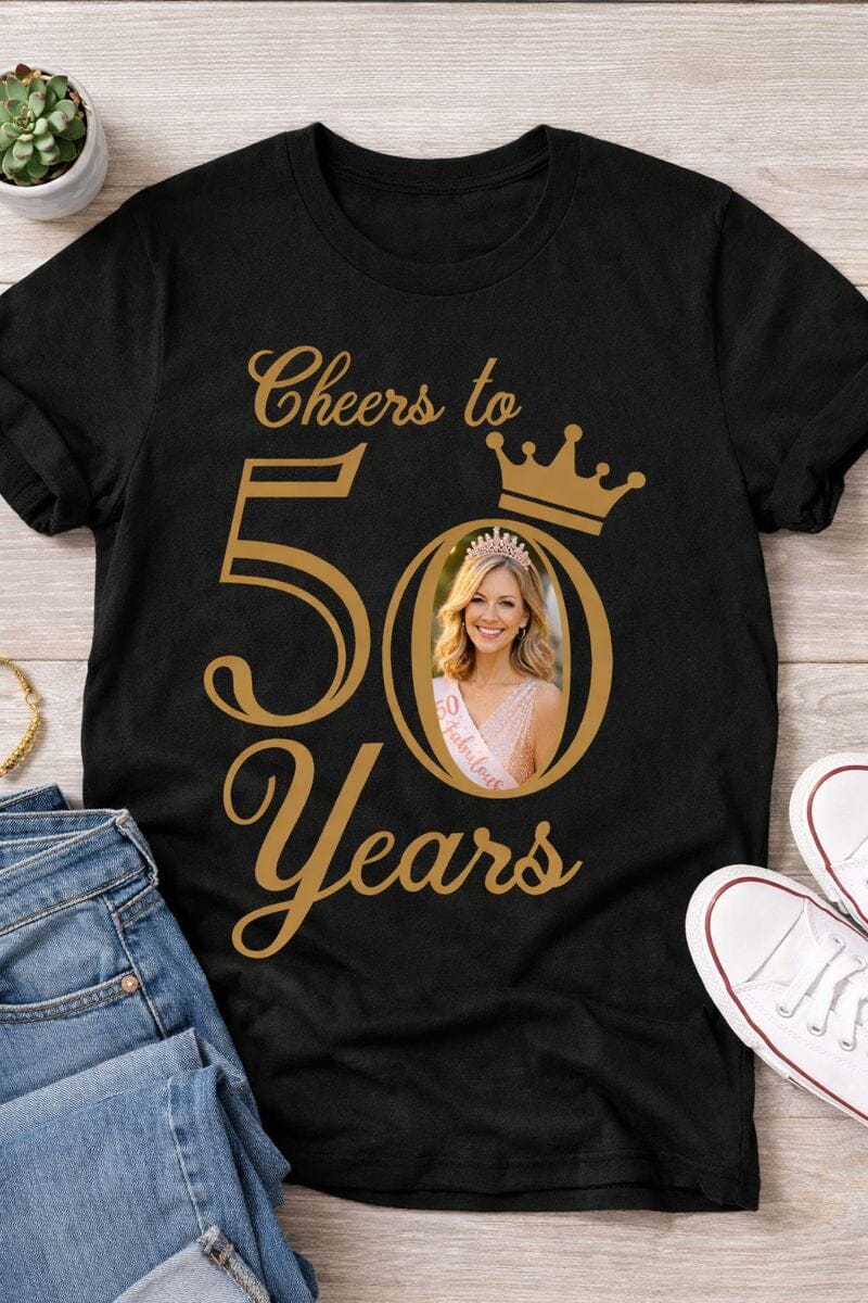 Birthday Age Milestone Photo T-Shirts | Personalised T-shirt Print My Tops Mens Small 50 