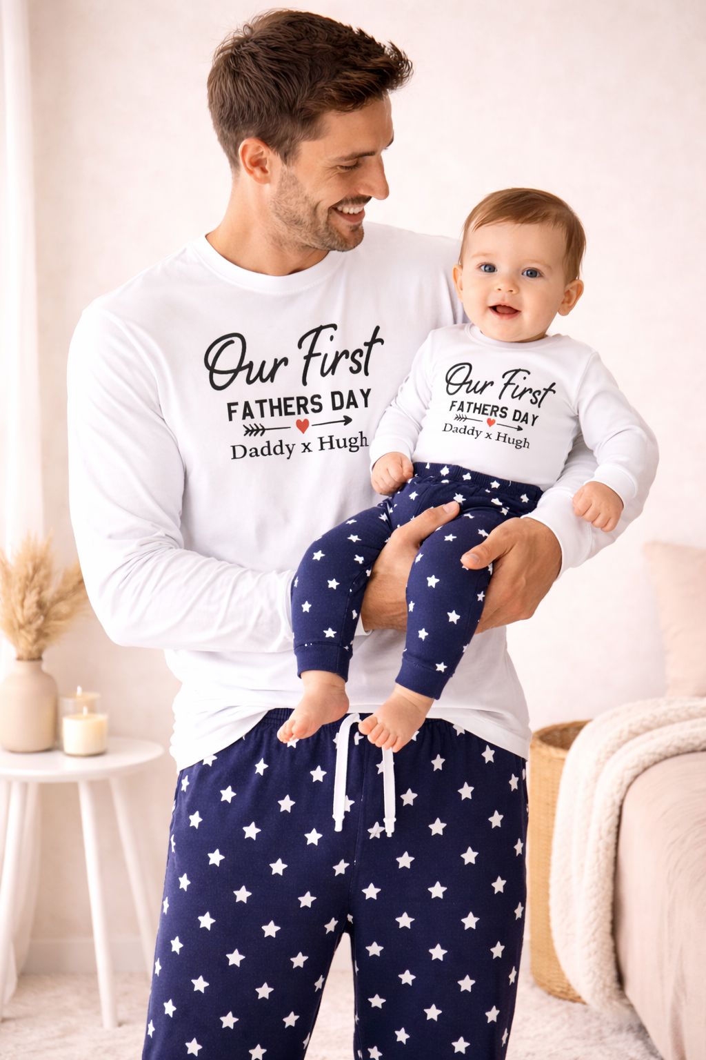 Dad and Baby First Father's Day Personalised Matching Pyjamas T-shirt Print My Tops 