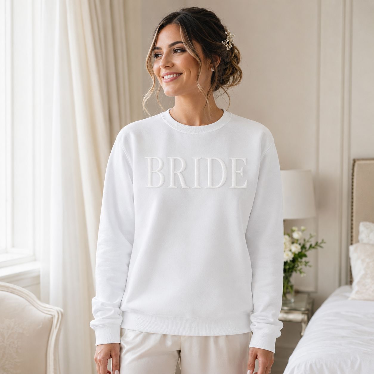 Embossed Bride Sweatshirt | Engagement & Wedding Gift Sweatshirt Print My Tops 