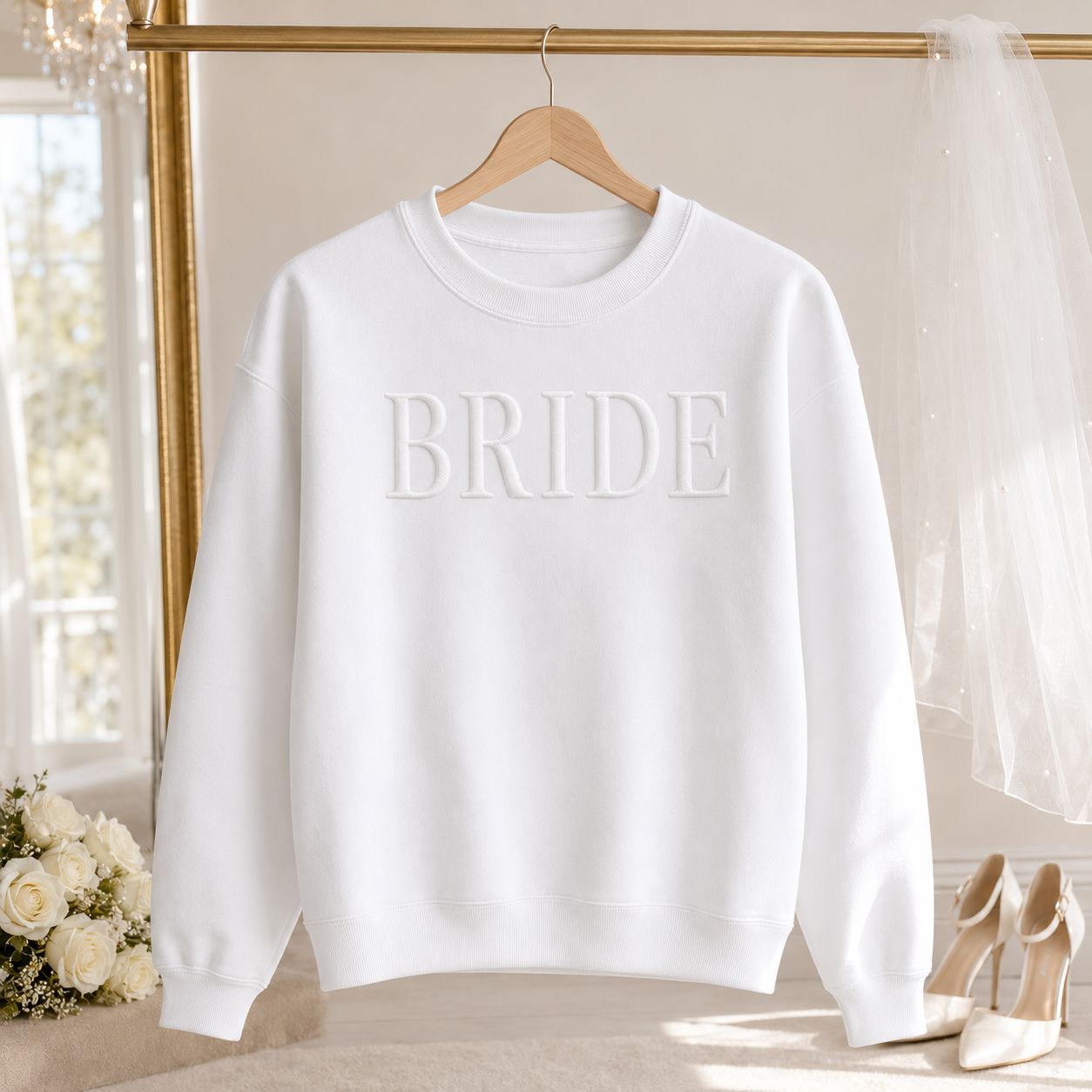 Embossed Bride Sweatshirt | Engagement & Wedding Gift Sweatshirt Print My Tops 