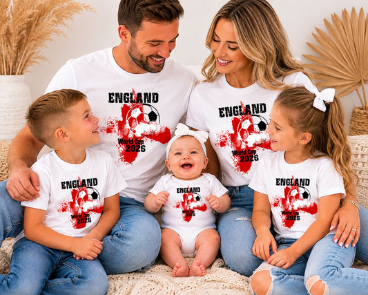 England World Cup 2026 Supporters T-Shirts | Matching Family Football Tops T-shirt Print My Tops 
