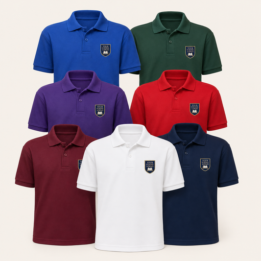 Kids School Polo Shirt with Your School Logo | 7 Colours