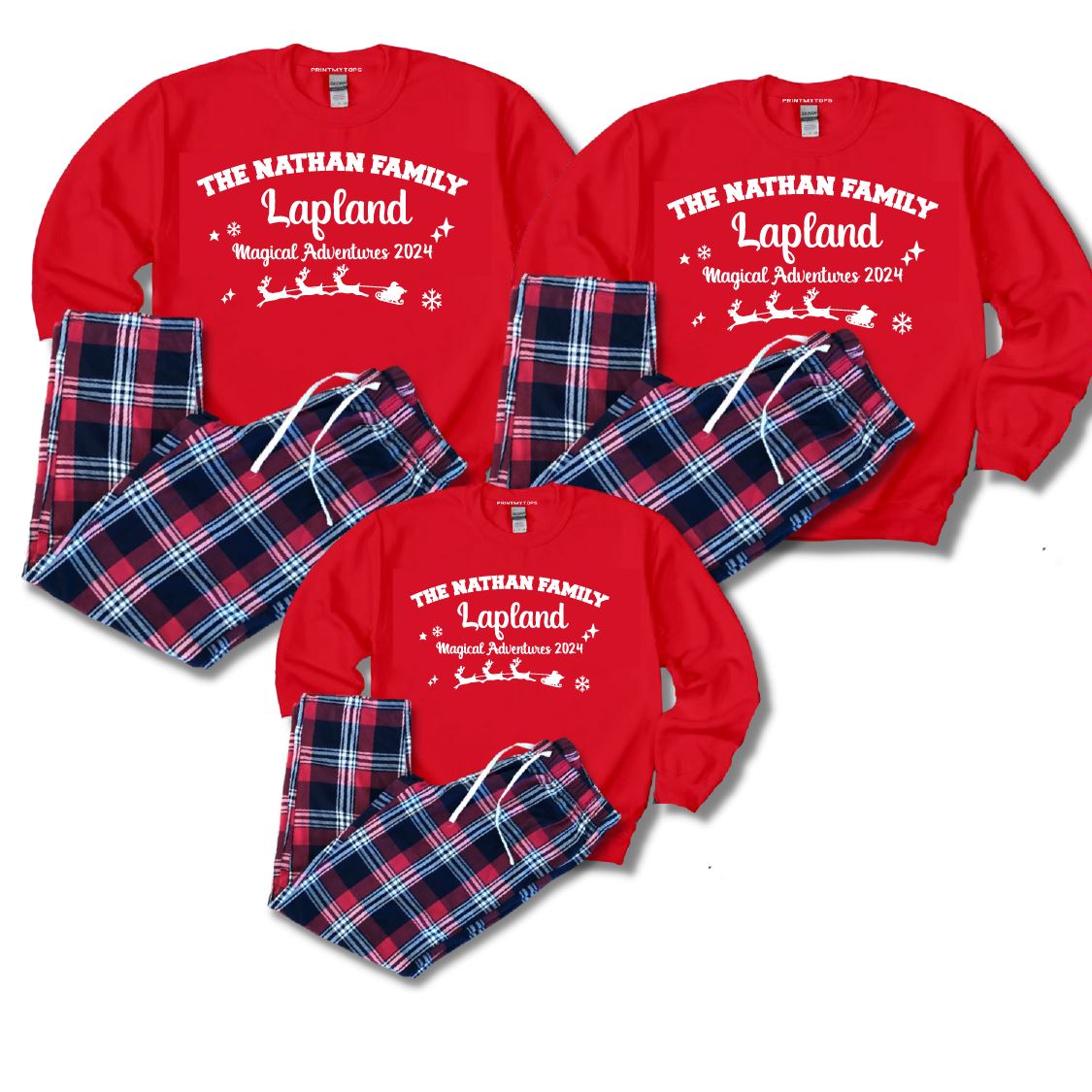 Family Matching Christmas Lapland Tartan Pyjamas Pyjamas Print My Tops 