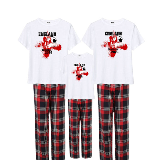 Family Matching England World Cup 2026 Tartan Pyjamas | Personalised Supporter PJs Pyjamas Print My Tops 