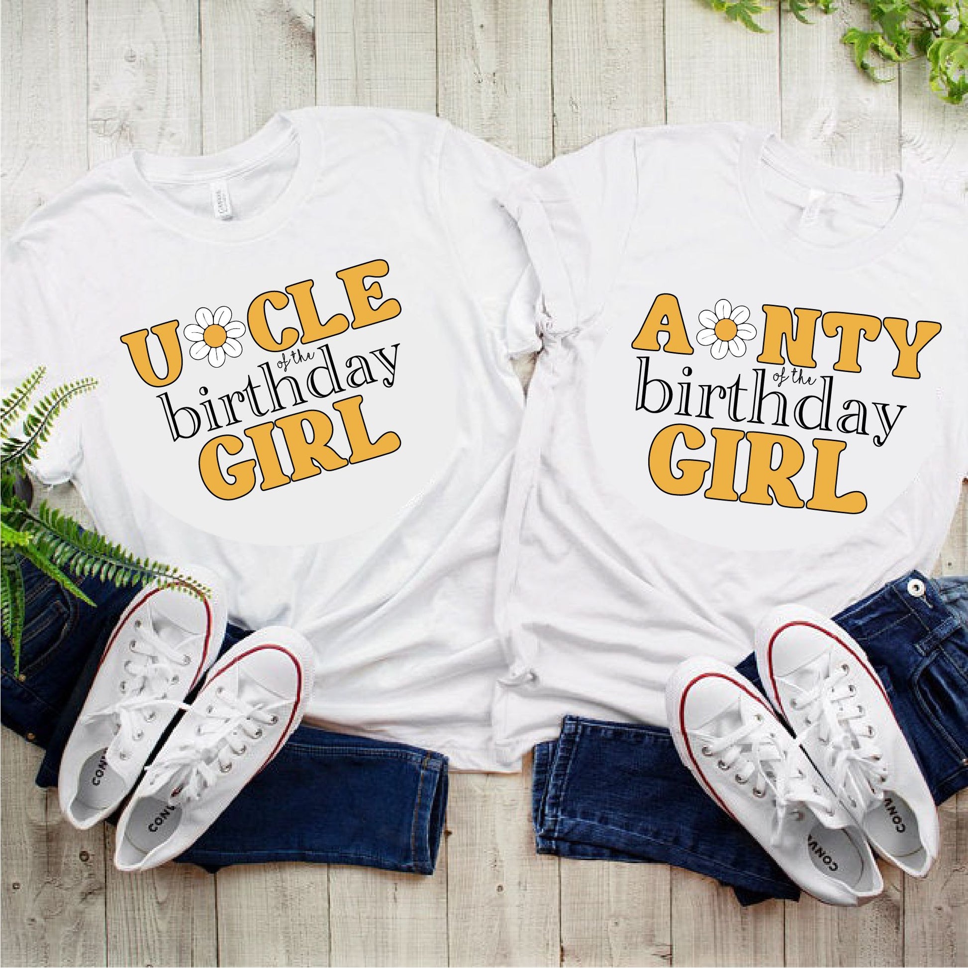 First Birthday Girl Matching Family T-Shirts | Retro Daisy Design T-shirt Print My Tops 