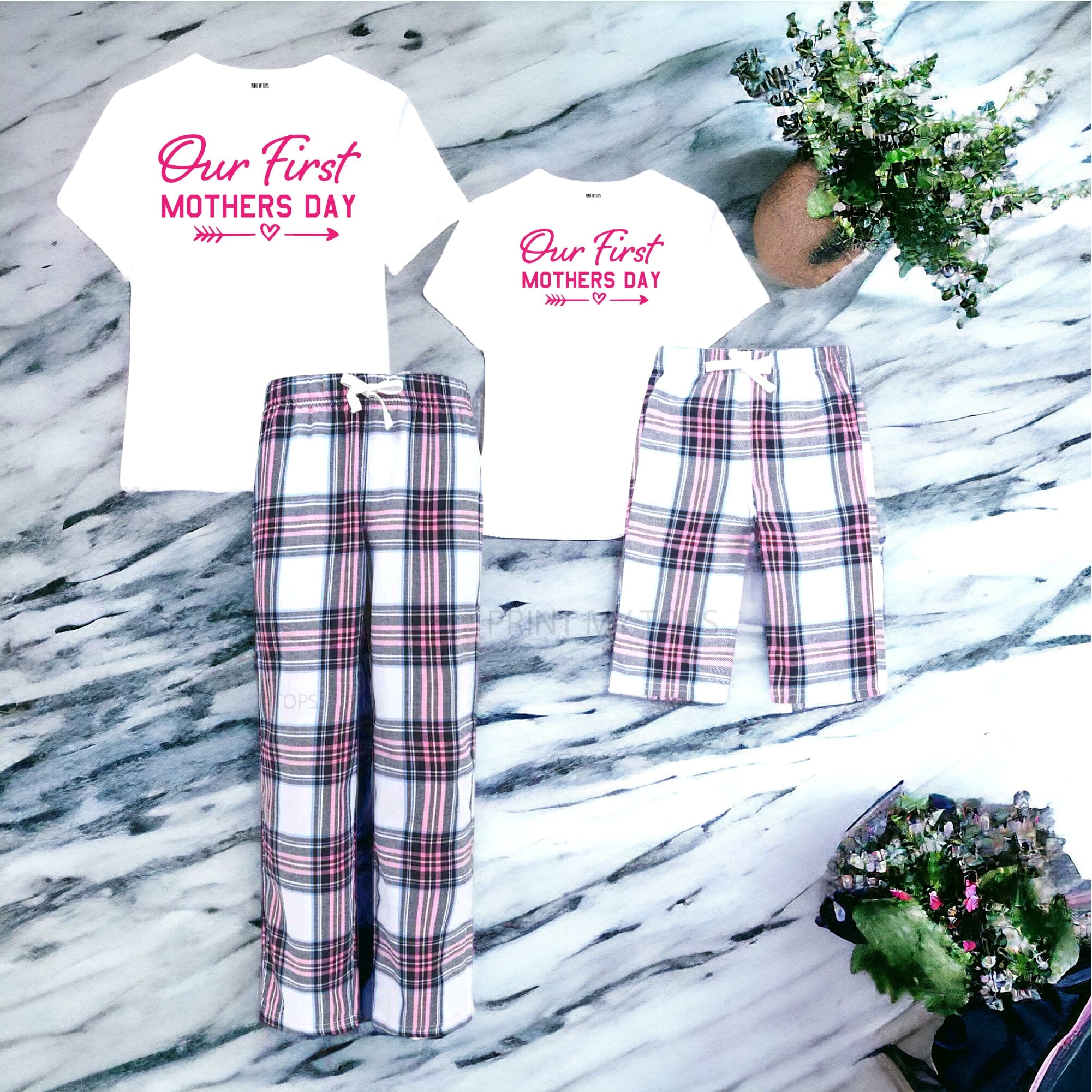 mini me mothers day bestie slogan pyjamas pink matching pyjamas Print My Tops