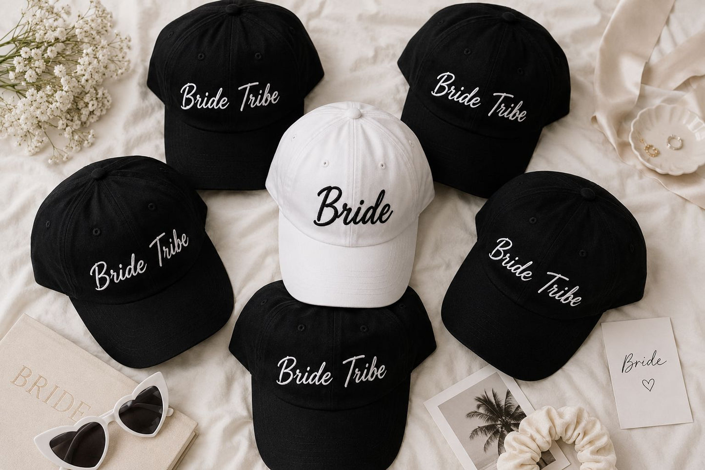 Hen Party Caps Cap Print My Tops Black Black Bride Tribe