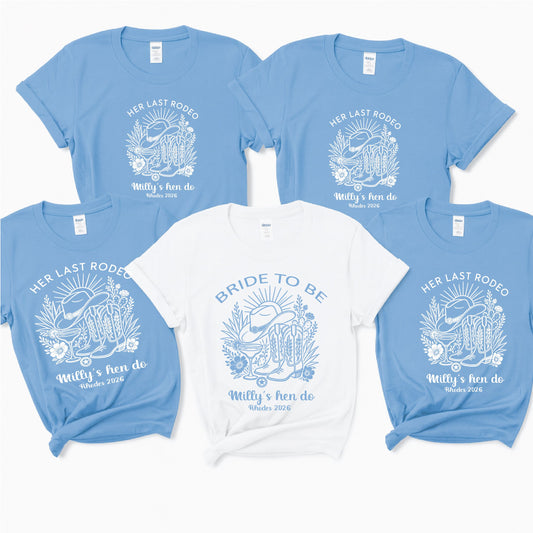 Her Last Rodeo Hen Party T-Shirts T-shirt Print My Tops Extra Small (Size 6-8) Blue TEAM BRIDE