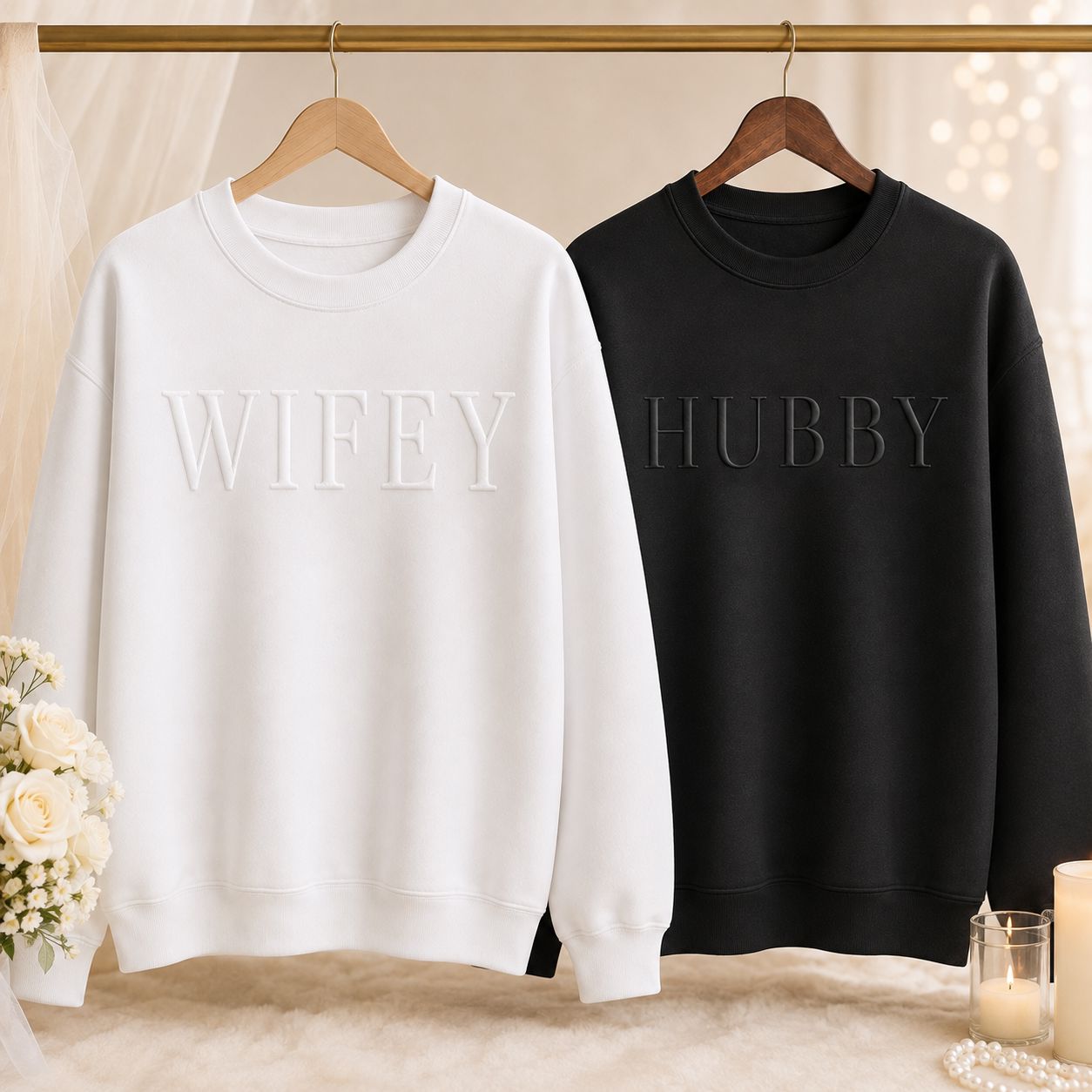 Hubby Wifey Personalised Sweatshirt | Couples Matching Sweatshirt Sweatshirts Print My Tops 