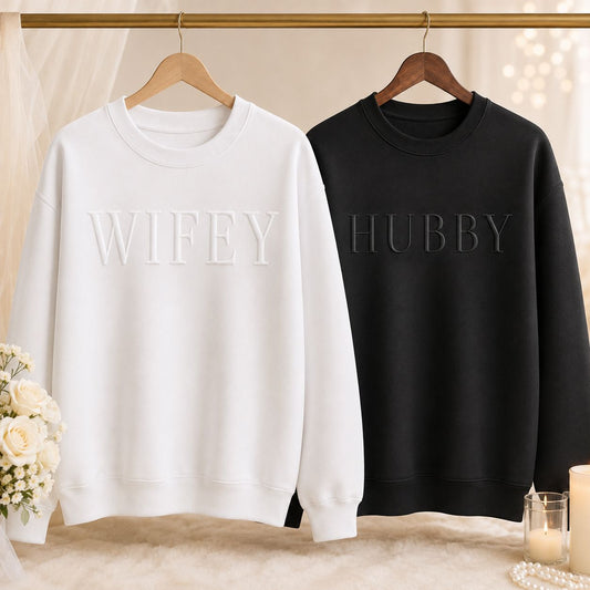 Hubby Wifey Personalised Sweatshirt | Couples Matching Sweatshirt Sweatshirts Print My Tops 