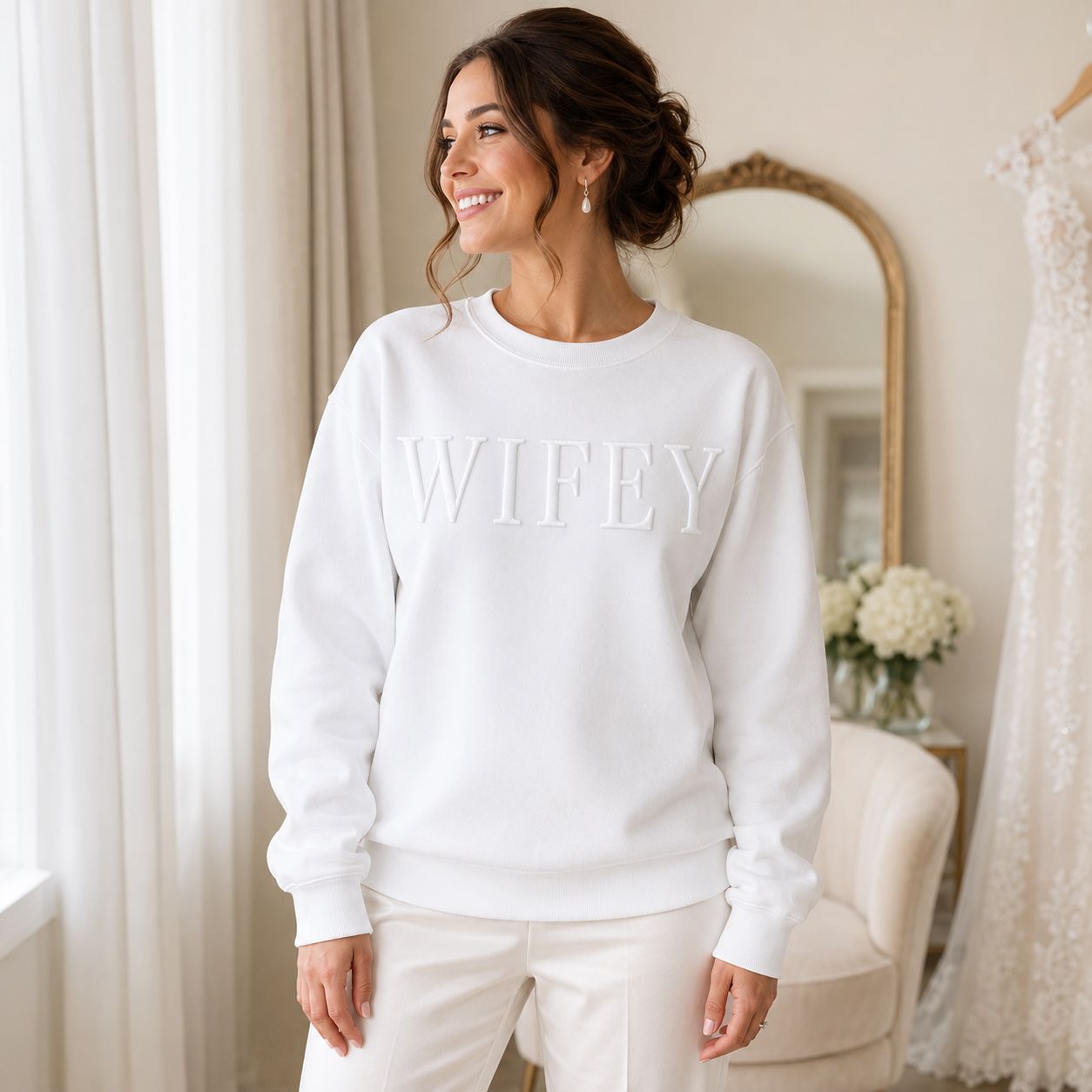 Hubby Wifey Personalised Sweatshirt | Couples Matching Sweatshirt Sweatshirts Print My Tops 