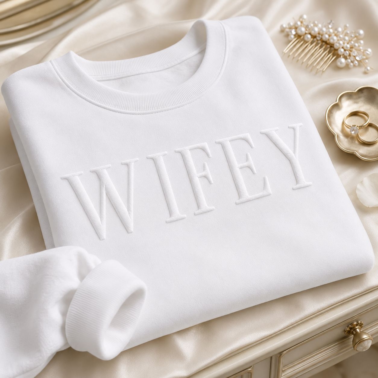 Hubby Wifey Personalised Sweatshirt | Couples Matching Sweatshirt Sweatshirts Print My Tops Small (Size 10) White Wifey