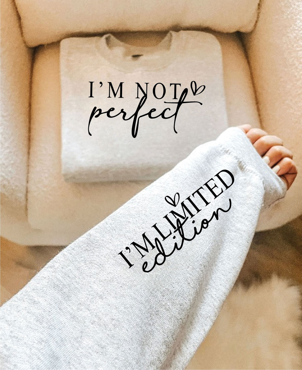 I'm Not Perfect Script Im not perfect im limited edition empowerment sweatshirt sleeve print ...