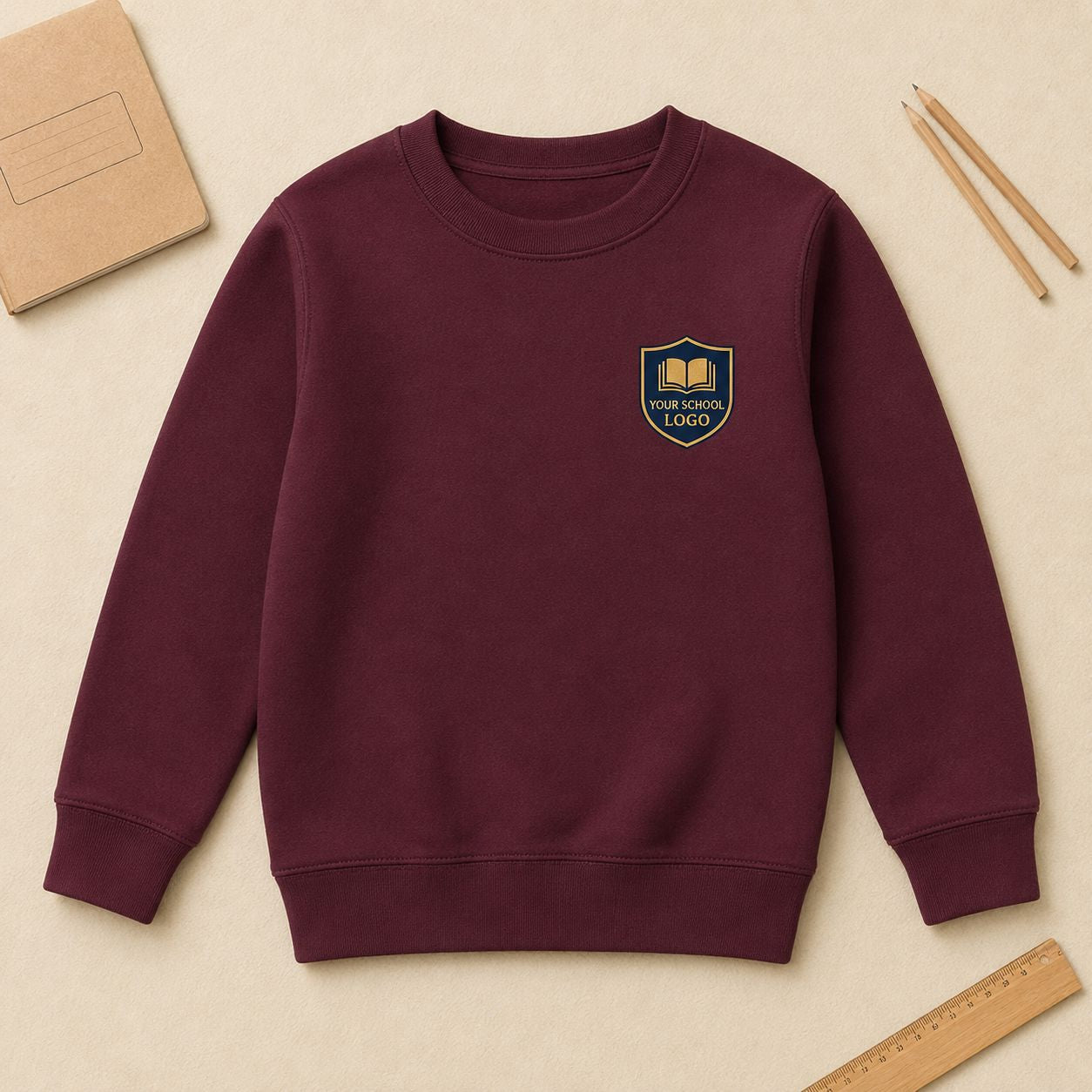 Kids School Jumper with Your School Logo | 7 Colours T-shirt Print My Tops 3-4 Burgundy 