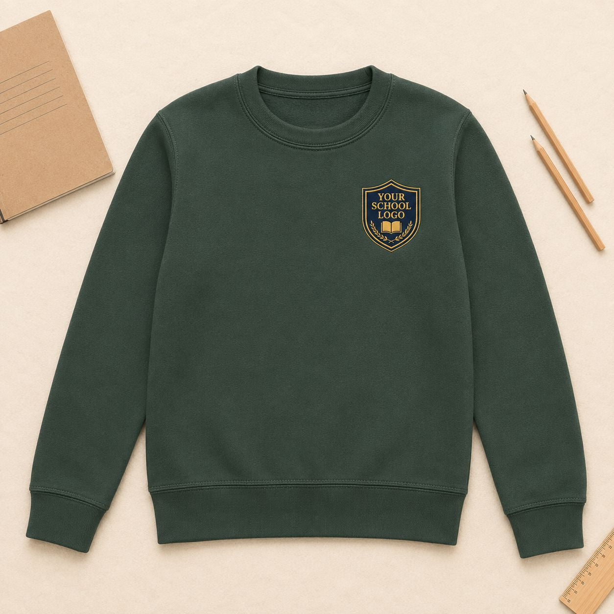 Kids School Jumper with Your School Logo | 7 Colours T-shirt Print My Tops 3-4 Green 