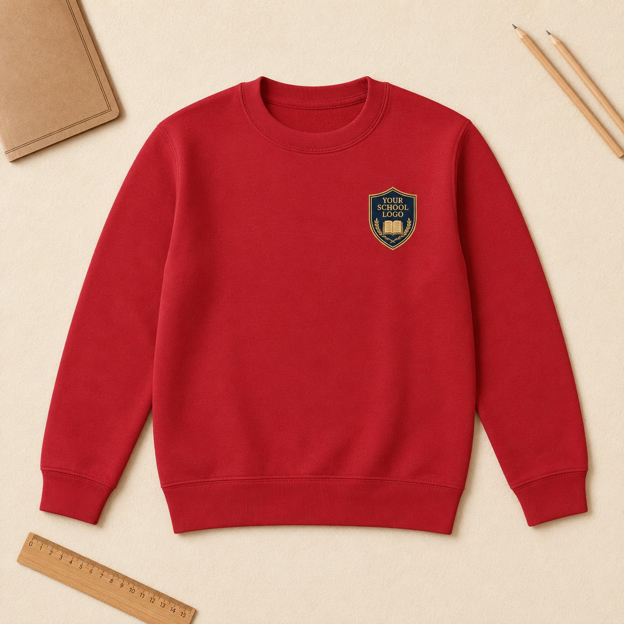 Kids School Jumper with Your School Logo | 7 Colours T-shirt Print My Tops 3-4 Red 