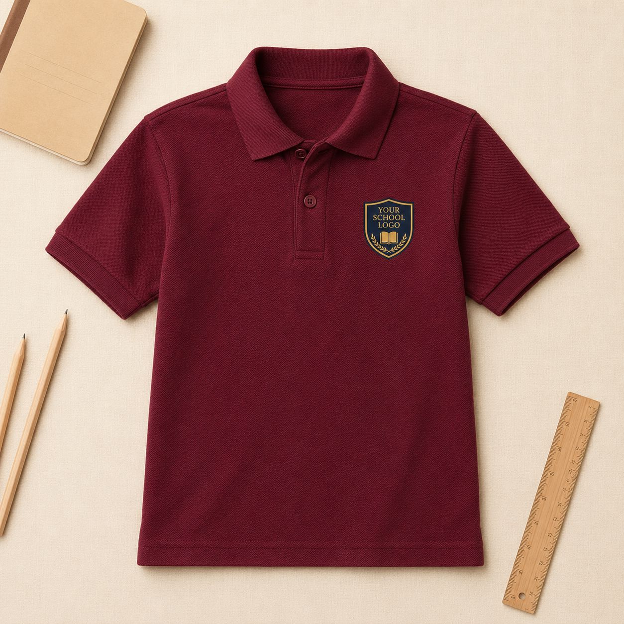 Kids School Polo Shirt with Your School Logo | 7 Colours T-shirt Print My Tops 3-4 Burgundy 
