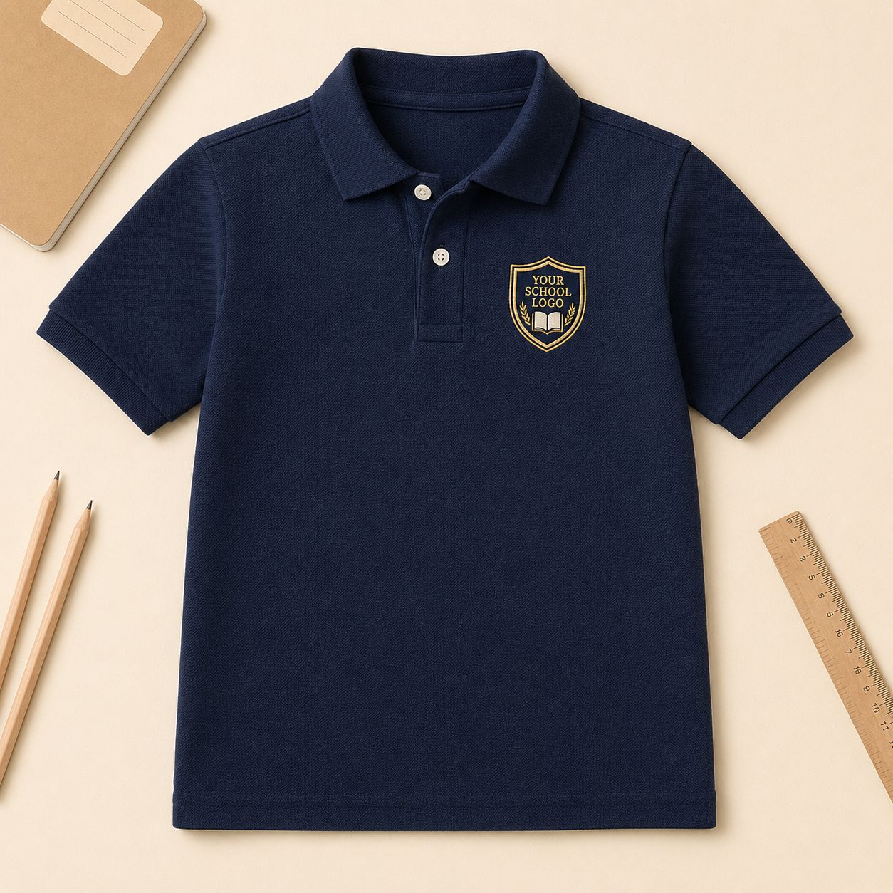 Kids School Polo Shirt with Your School Logo | 7 Colours T-shirt Print My Tops 3-4 Navy 
