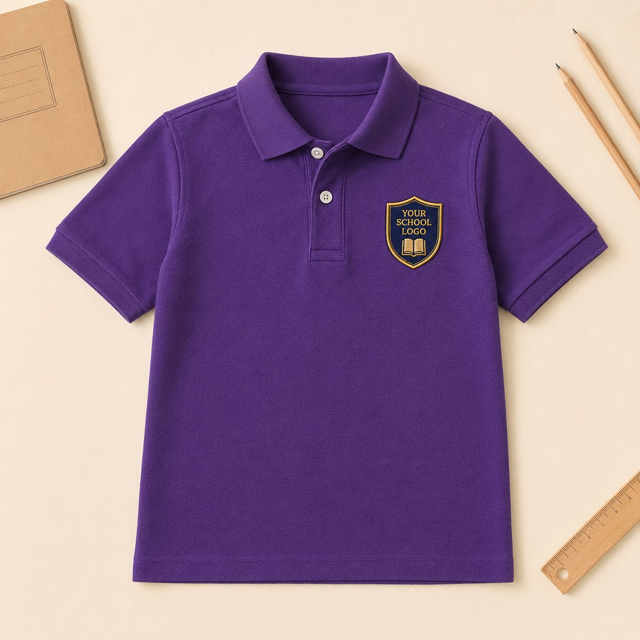Kids School Polo Shirt with Your School Logo | 7 Colours T-shirt Print My Tops 3-4 Purple 
