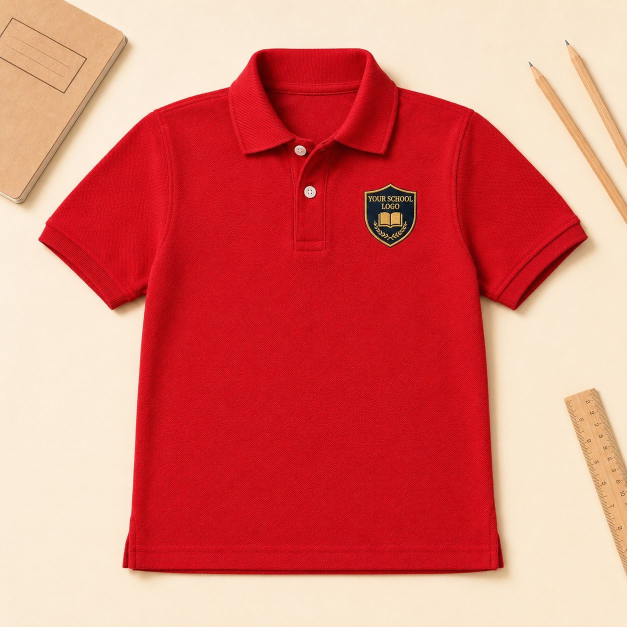 Kids School Polo Shirt with Your School Logo | 7 Colours T-shirt Print My Tops 3-4 Red 