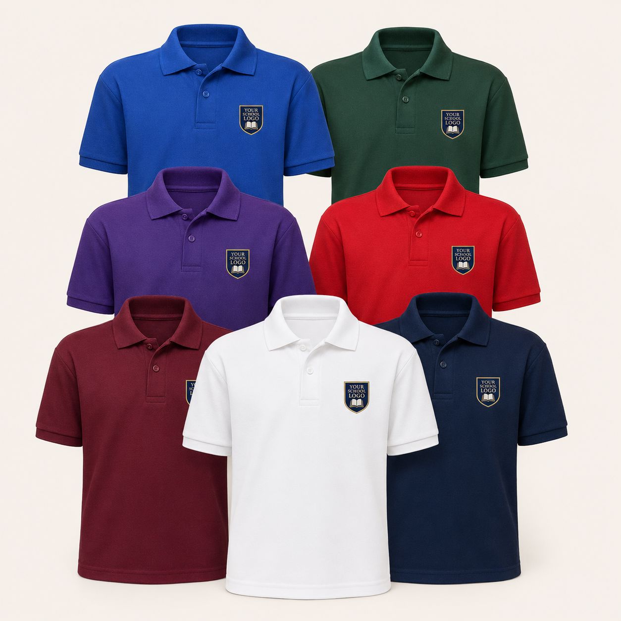 Kids School Polo Shirt with Your School Logo | 7 Colours T-shirt Print My Tops 