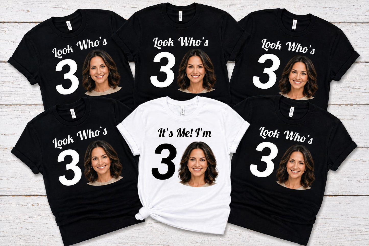 Look Who's Birthday Photo Tops – Personalised Birthday T-Shirts T-shirt Print My Tops 