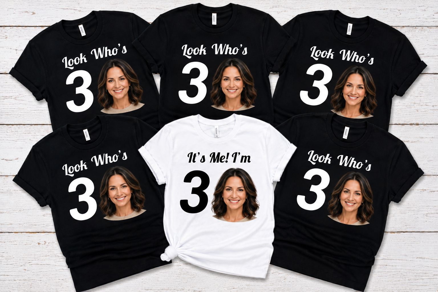 Look Who's Birthday Photo Tops – Personalised Birthday T-Shirts T-shirt Print My Tops 