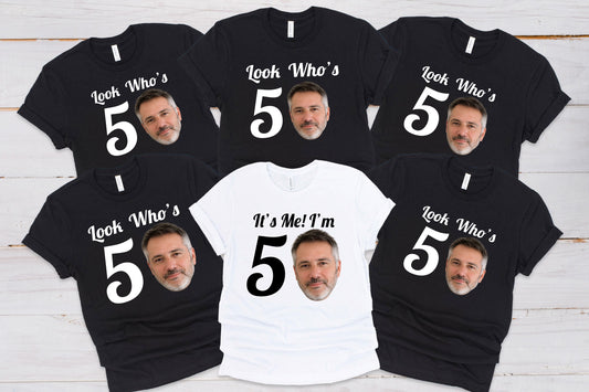 Look Who's Birthday Photo Tops – Personalised Birthday T-Shirts T-shirt Print My Tops 
