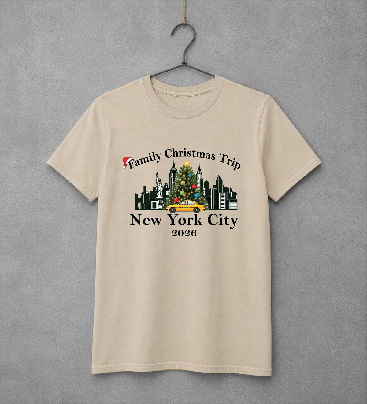New York City Christmas T-Shirt – Adults & Kids T-shirt Print My Tops Adult Small (10-12) Beige 