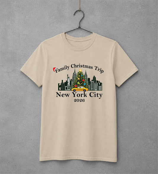New York City Christmas T-Shirt – Adults & Kids T-shirt Print My Tops Adult Small (10-12) Beige 