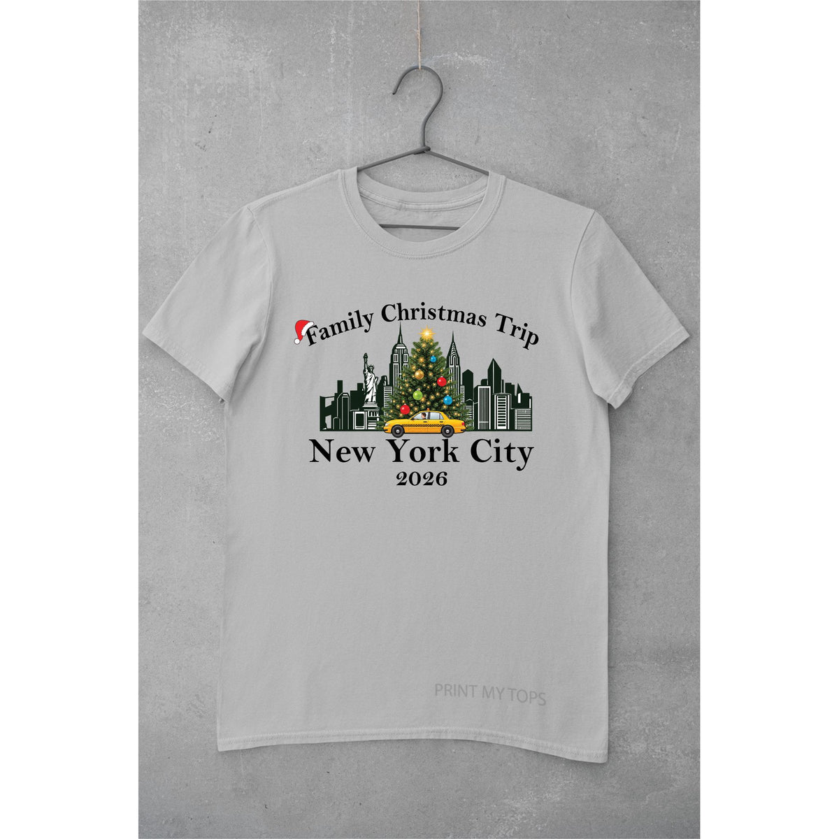 New York City Christmas T-Shirt – Adults & Kids T-shirt Print My Tops Adult Small (10-12) Grey 
