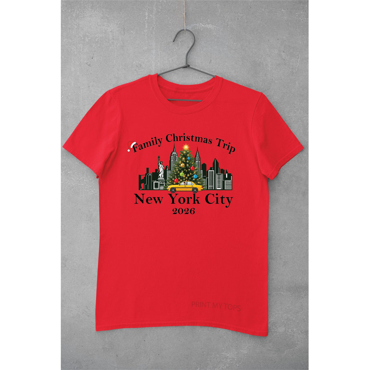 New York City Christmas T-Shirt – Adults & Kids T-shirt Print My Tops Adult Small (10-12) Red 
