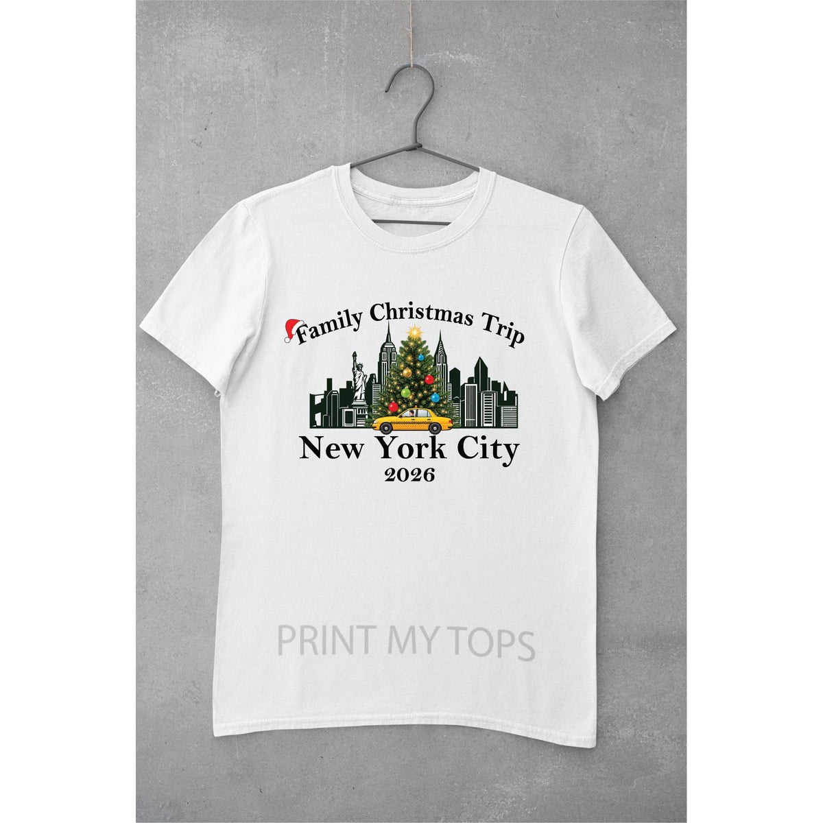 New York City Christmas T-Shirt – Adults & Kids T-shirt Print My Tops Adult Small (10-12) White 