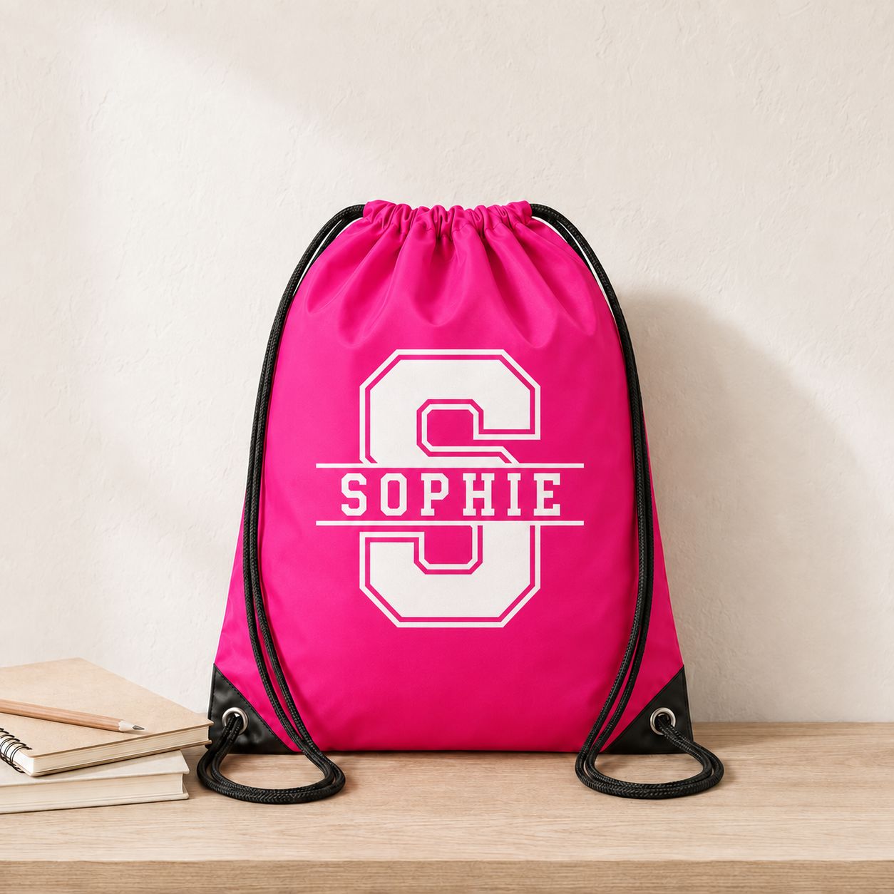 PE Swim Bag Personalised with Name & Initial Bags Print My Tops Hot Pink 