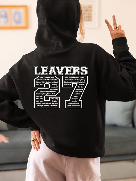Personalised 2027 School College Leavers Hoody Hoodies Print My Tops 7-8 Black 