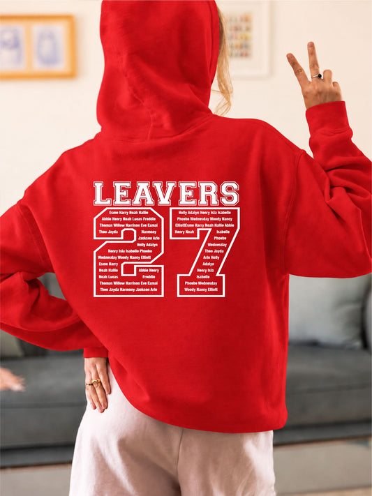 Personalised 2027 School College Leavers Hoody Hoodies Print My Tops 7-8 Red 