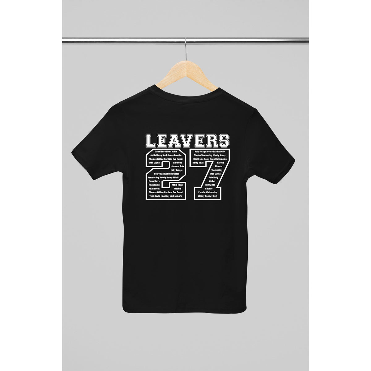 Personalised 2027 School College Leavers T-shirt Top Hoodies Print My Tops 3-4 Black 
