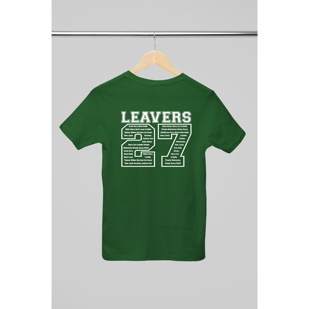 Personalised 2027 School College Leavers T-shirt Top Hoodies Print My Tops 3-4 Green 