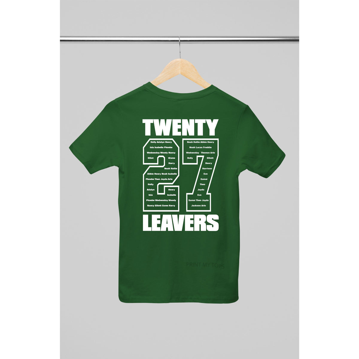 Personalised 2027 School College Leavers T-shirt Top Hoodies Print My Tops 3-4 Green 