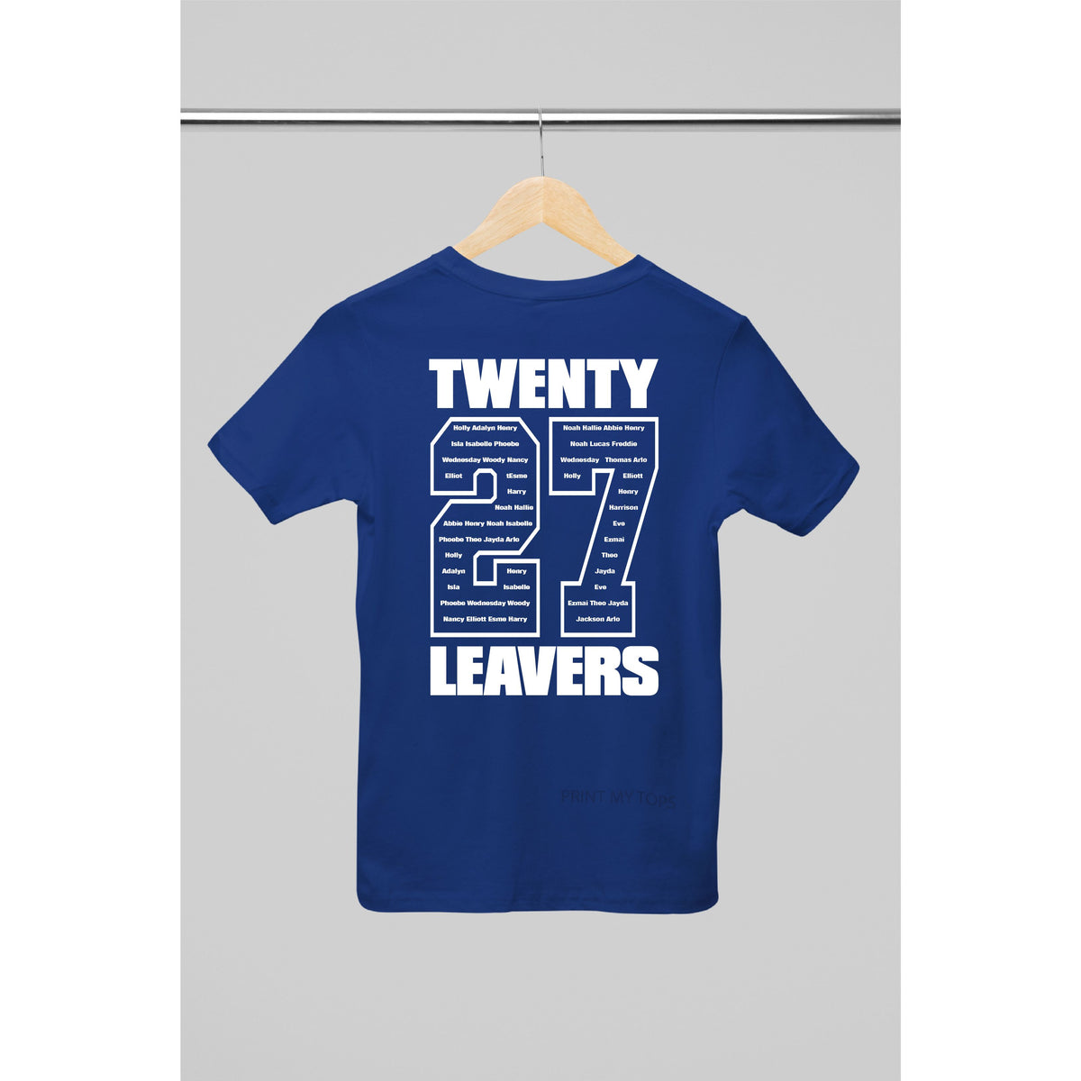 Personalised 2027 School College Leavers T-shirt Top Hoodies Print My Tops 3-4 Navy 