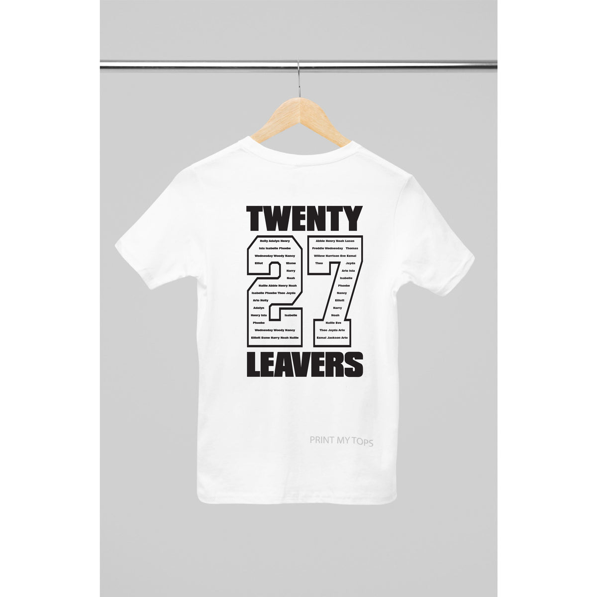 Personalised 2027 School College Leavers T-shirt Top Hoodies Print My Tops 3-4 White 