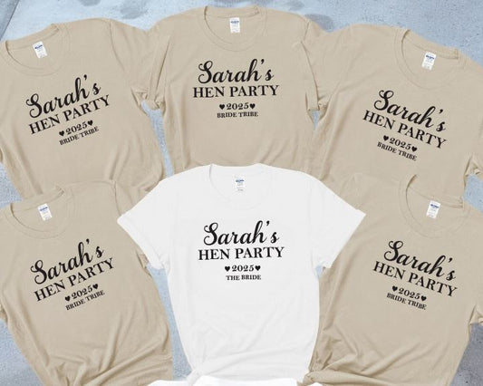 Personalised Beige Hen Party Tshirts T-shirt Print My Tops Extra Small (Size 6-8) Beige 