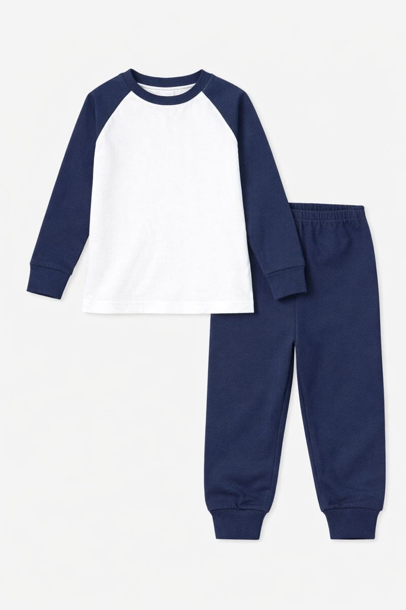 Personalised Childrens Pyjamas - Custom Text PJs Pink & Navy Pyjamas Print My Tops 0-6 Months Navy 