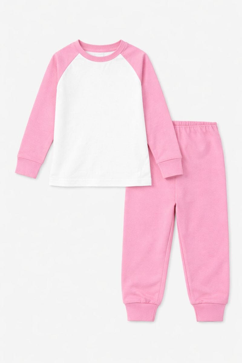 Personalised Childrens Pyjamas - Custom Text PJs Pink & Navy Pyjamas Print My Tops 0-6 Months Pink 