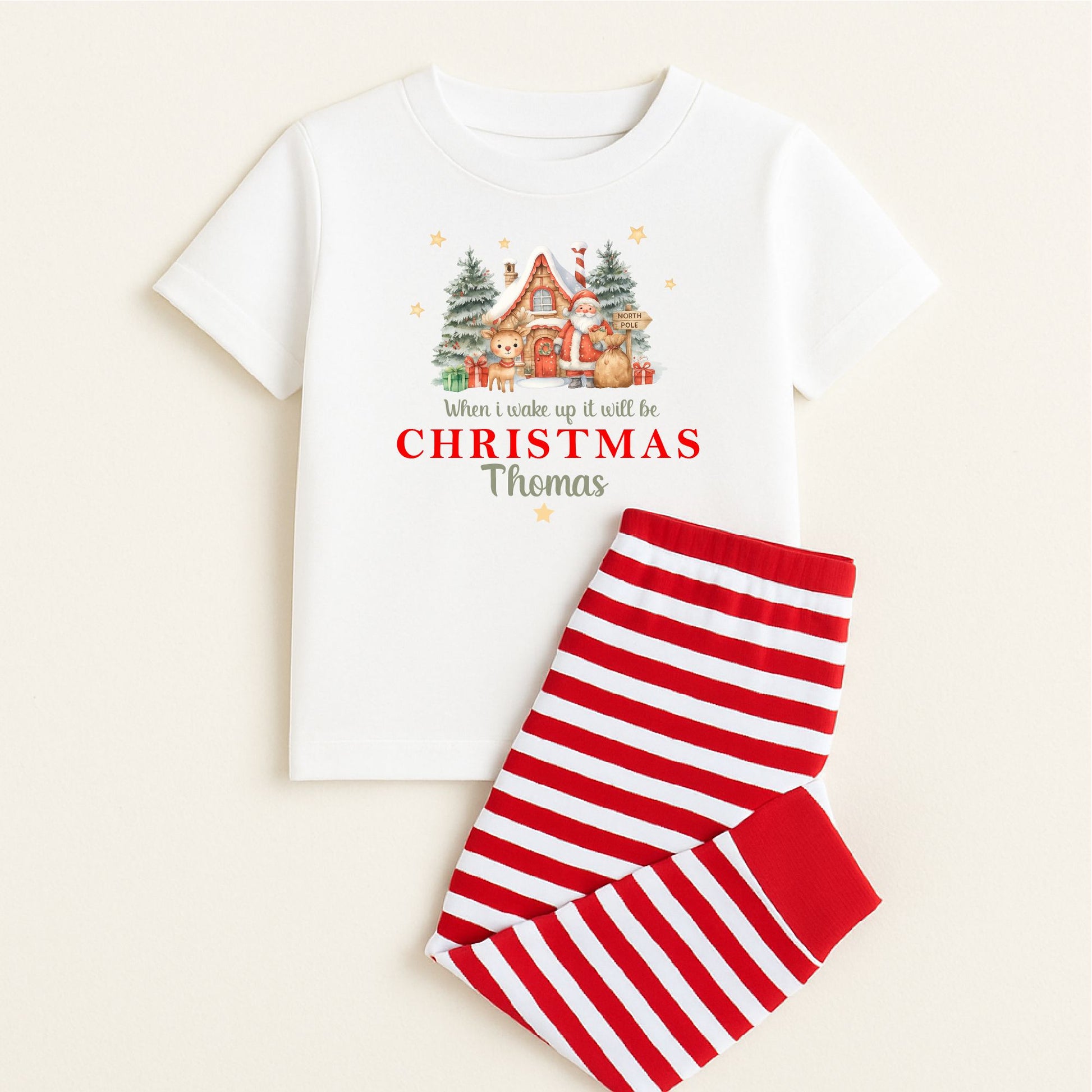 Personalised Christmas Pyjamas – “When I Wake Up It Will Be Christmas” Kids PJs Pyjamas Print My Tops 
