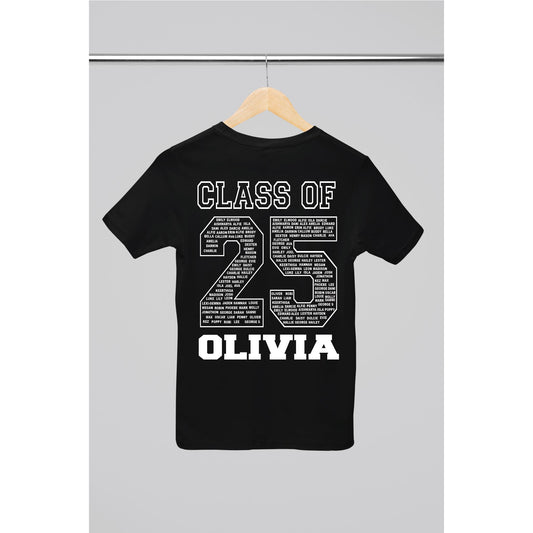 Personalised Class of 2025 Leavers T-shirt Top Hoodies Print My Tops 7-8 Black 