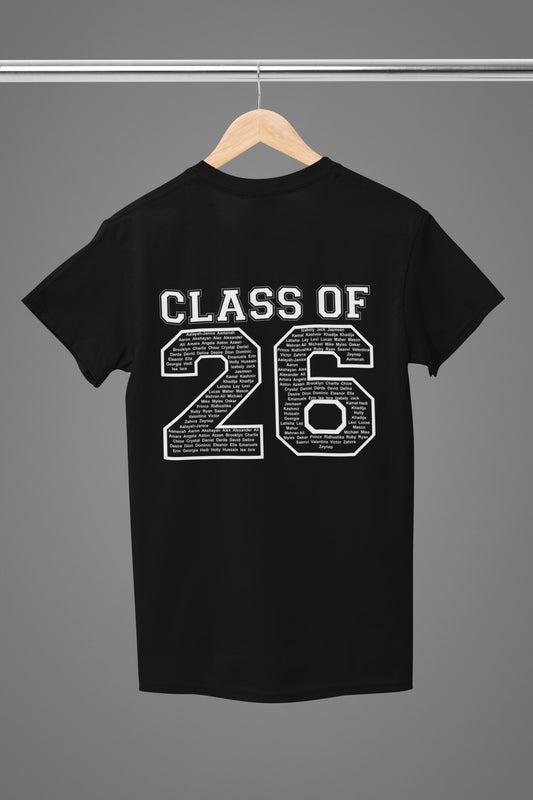 Personalised Class of 2026 Leavers T-shirt Top Hoodies Print My Tops 7-8 Black 