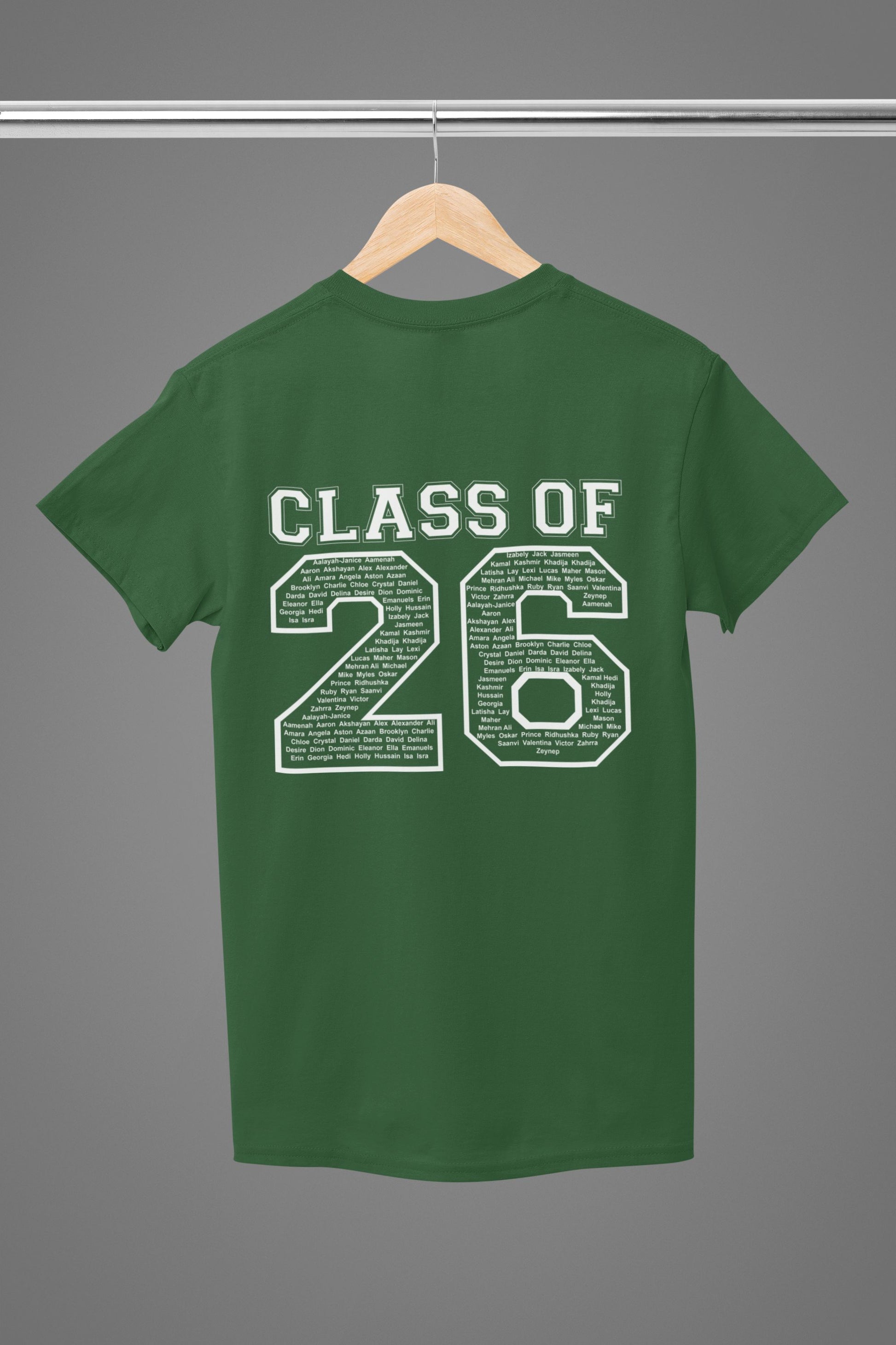 Personalised Class of 2026 Leavers T-shirt Top Hoodies Print My Tops 7-8 Green 