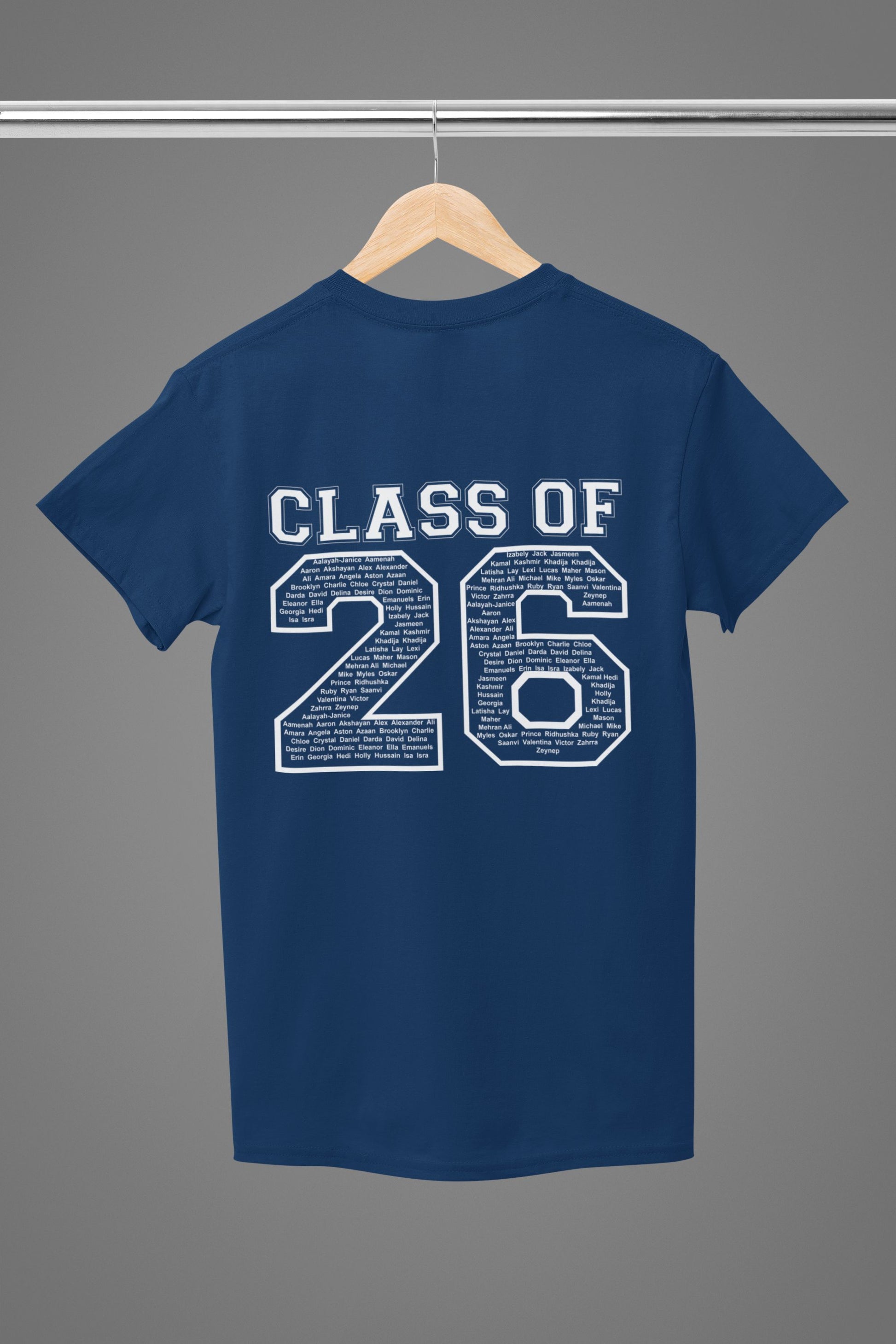 Personalised Class of 2026 Leavers T-shirt Top Hoodies Print My Tops 7-8 Navy 